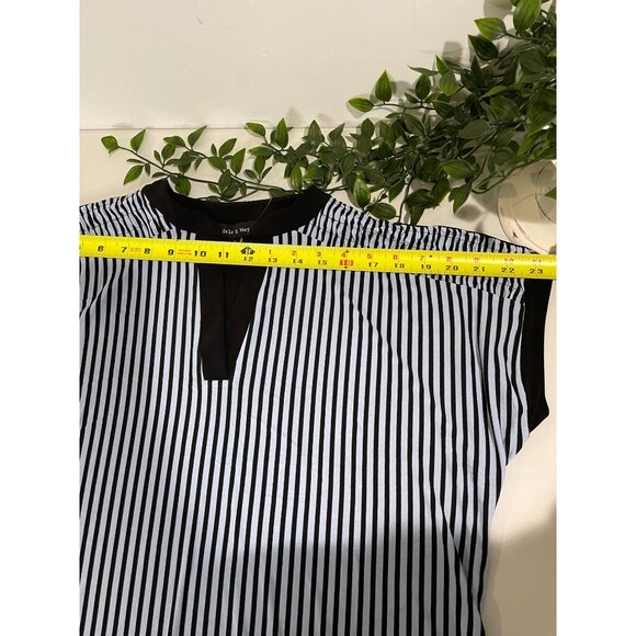 Adele & May Striped Black & White Short Sleeve Blouse Size L - Picture 9 of 10